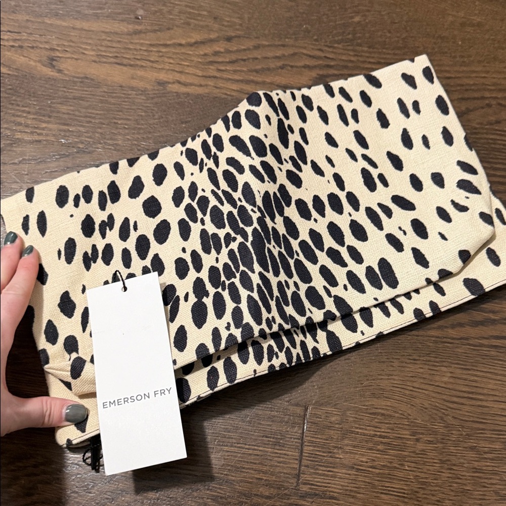 Emerson Fry Leopard Print Clutch in Black and Cream